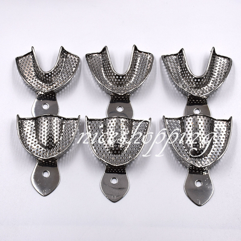 Dental Autoclavable Metal Impression Trays Stainless Steel Upper + Lower Choose