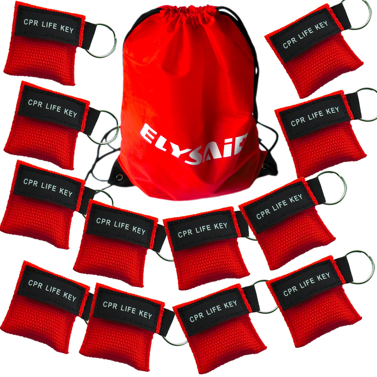 100pcs/pack CPR MASK Disposable Face Shield One Way Valve With KeyChian Pouch