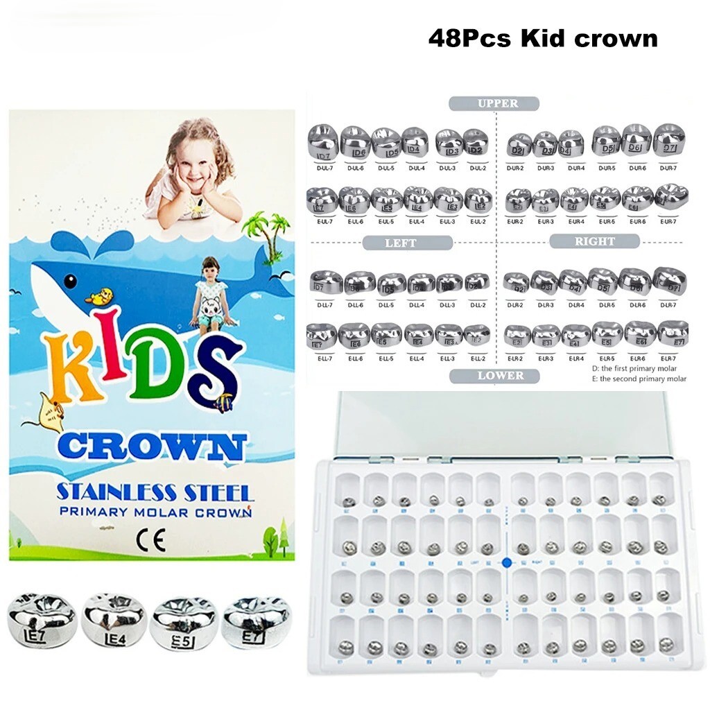 5/48/96pc Dental Kids Adult Crown Primary Molar Pediatric Crowns stainless steel