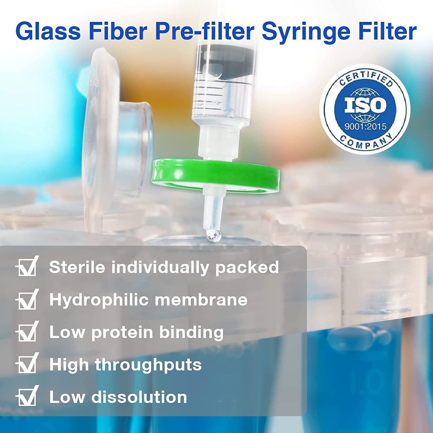 10Pcs Sterile PES Membrane Syringe Filter 33mm 0.22 Micron Chemistry Hydrophilic