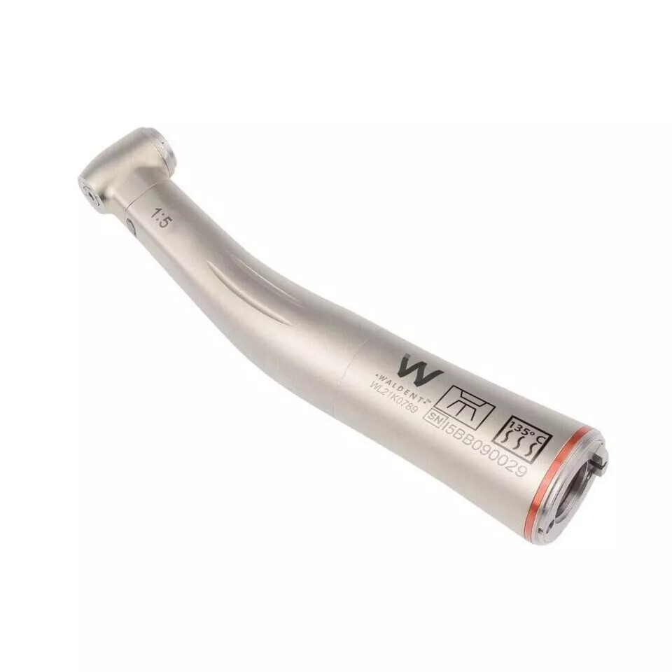 Waldent Increasing Fiber Optic Push Button Contra Angle 1:5 Red Ring Handpiece.
