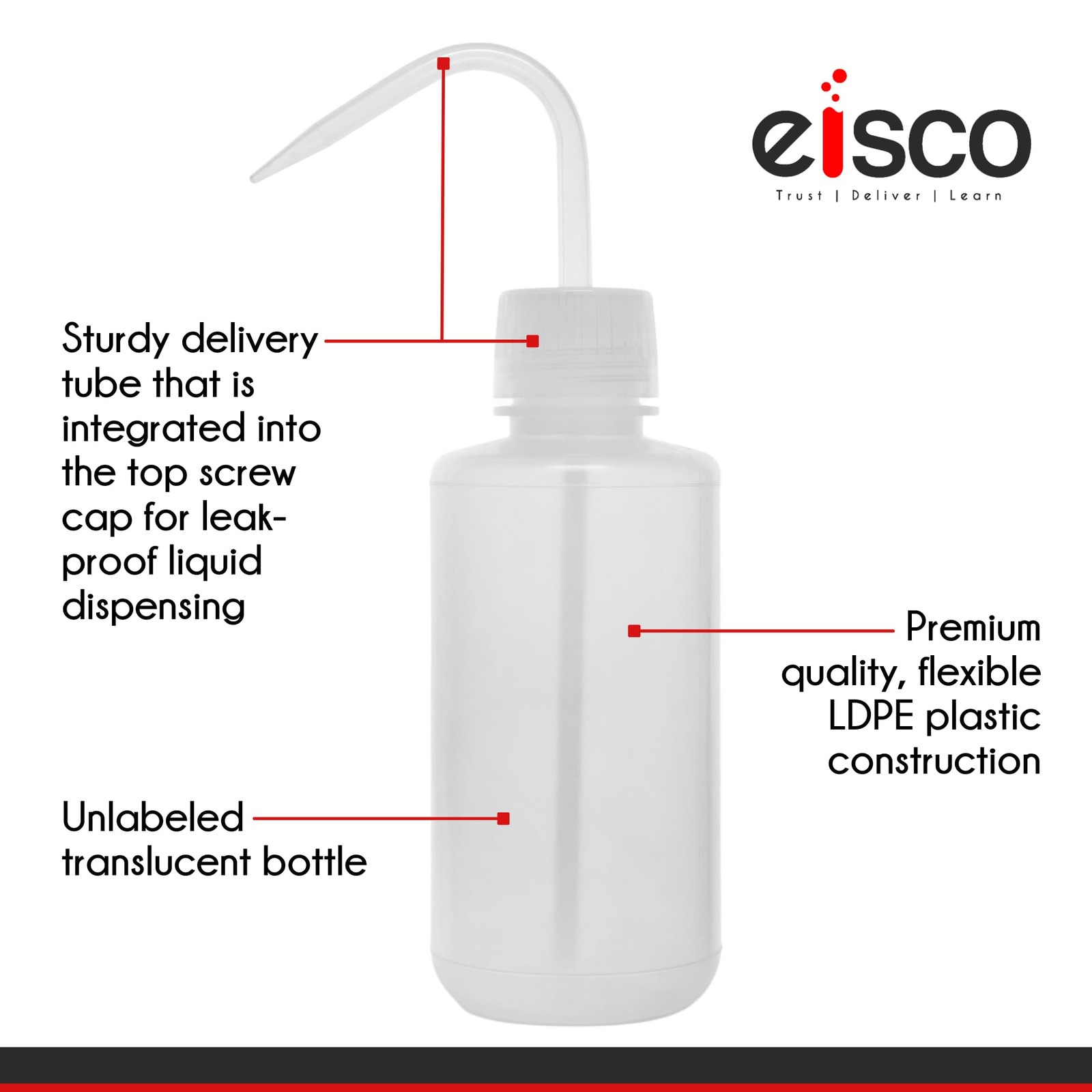 EISCO Extra Large Wash Bottle, Premium LDPE Plastic, 33.8oz 33.8 Ounces