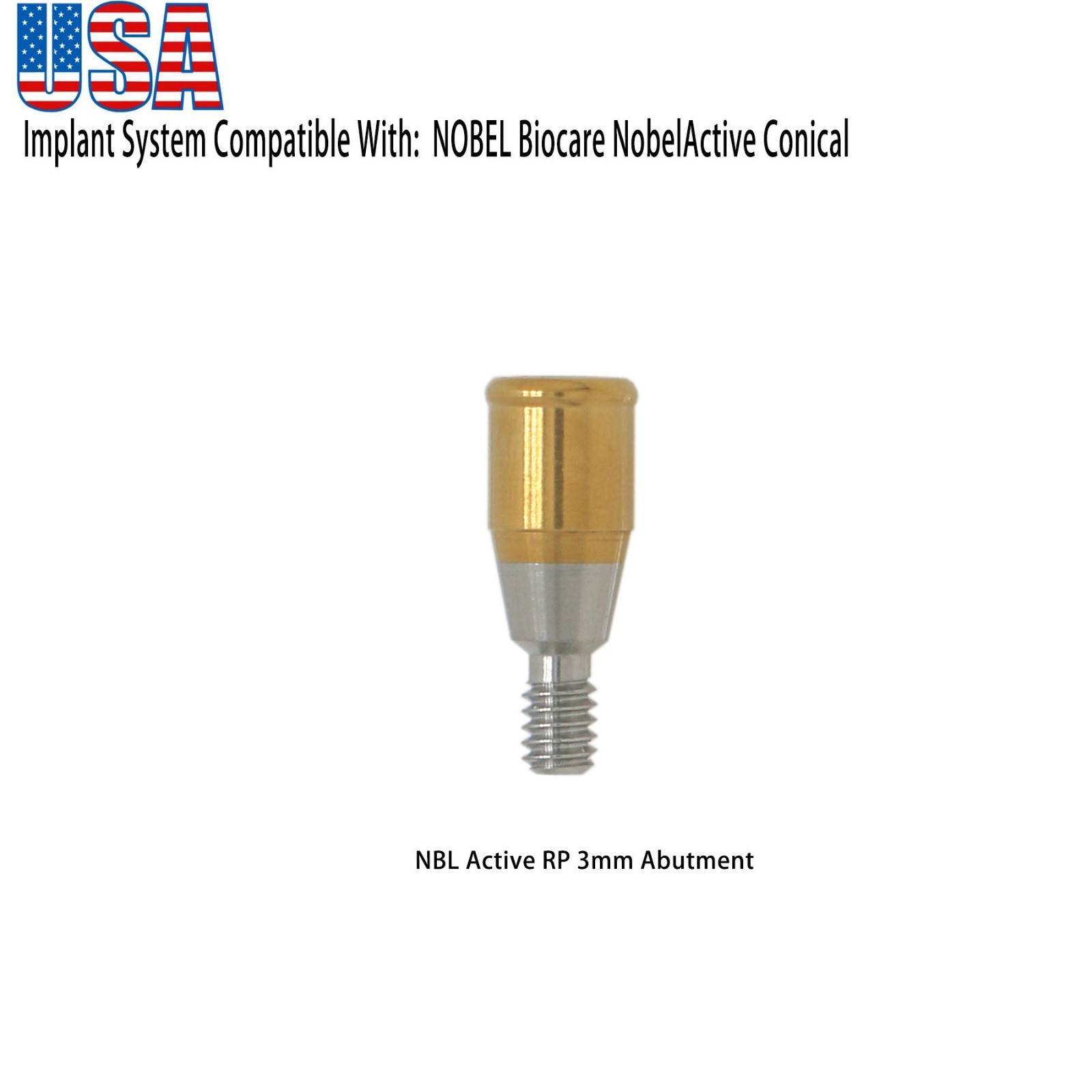 US Dental Attachment Abutment Male Cap for NOBEL Biocare Nobel Active Conical RP