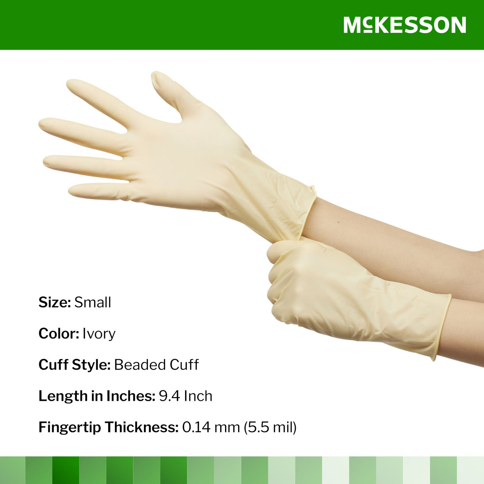 McKesson Confiderm Latex Exam Glove Standard Cuff Length SMALL 100 per Box