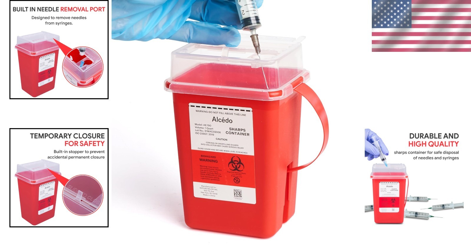Compact 1 Quart Biohazard Needle Disposal Container – Lightweight & Easy Carry