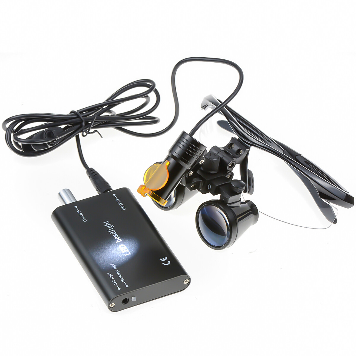 Dental 5W LED Headlight+Light Shield Shade+2.5X420mm Surgical Loupe DY-007 Black
