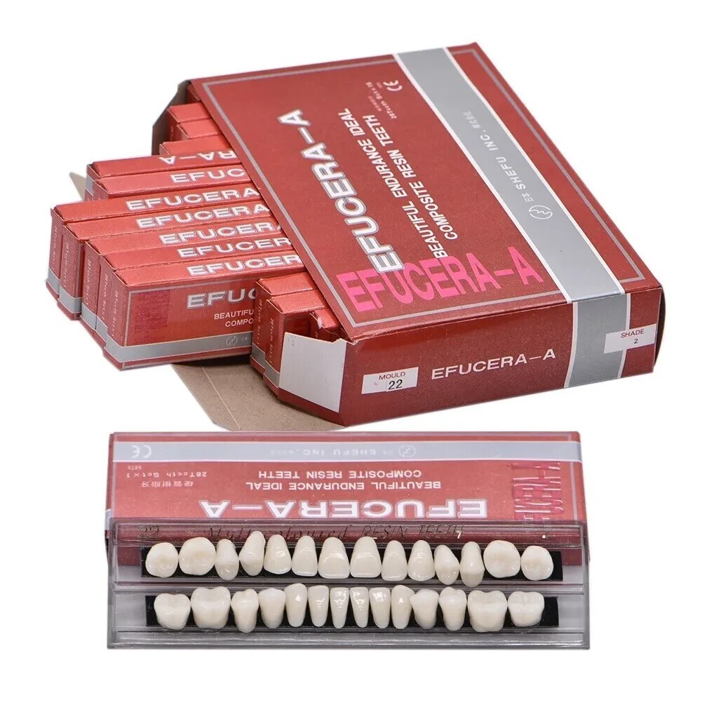 28 Pcs Dental Denture Acrylic Temporary Crown Resin Full Teeth Upper Tool A2/A3