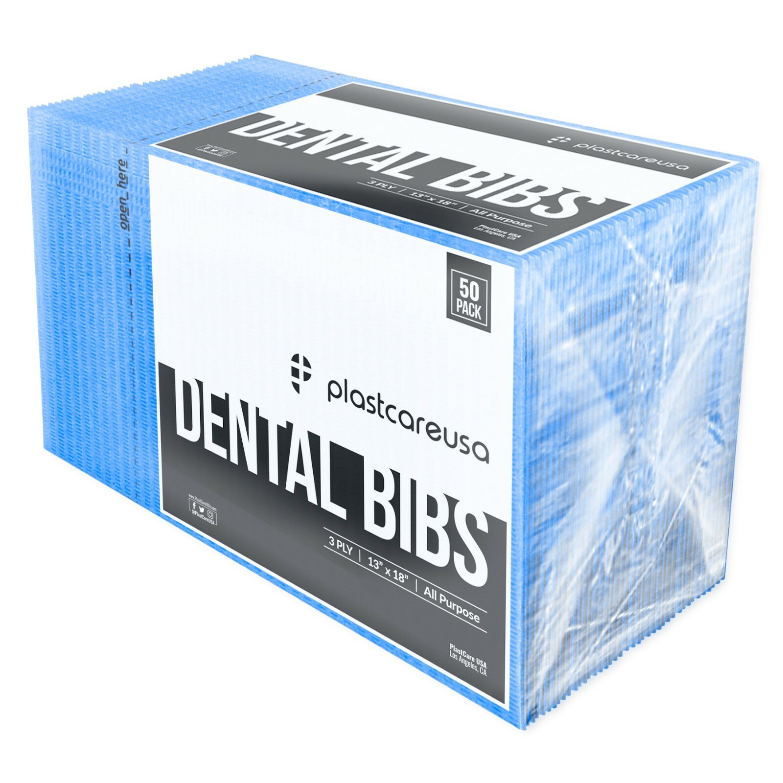 100 Blue Disposable Dental Bibs, Tattoo Tray Nail Chair Bed Paper Covers
