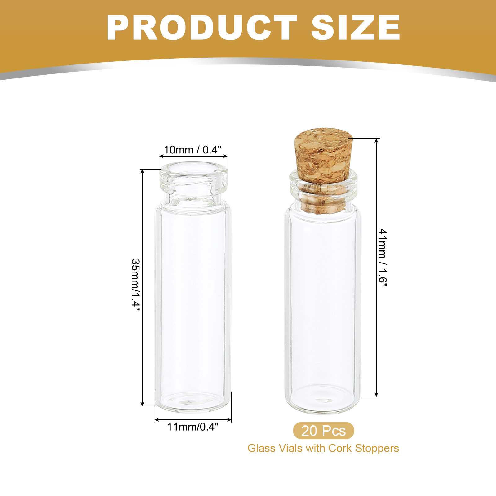 2ml Tiny Glass Bottles Vials 20Pcs Mini Clear Bottles Glass with Cork Stoppers