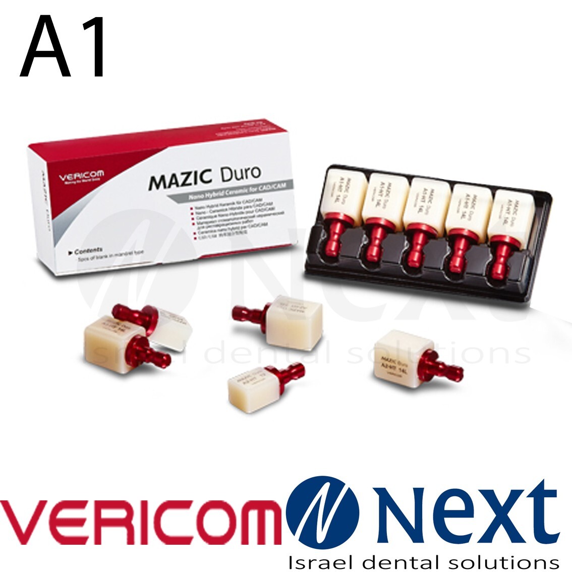 Dental Vericom MAZIC Duro Nano Hybrid Ceramic for CAD/CAM L12 A1 – LT 5 pcs