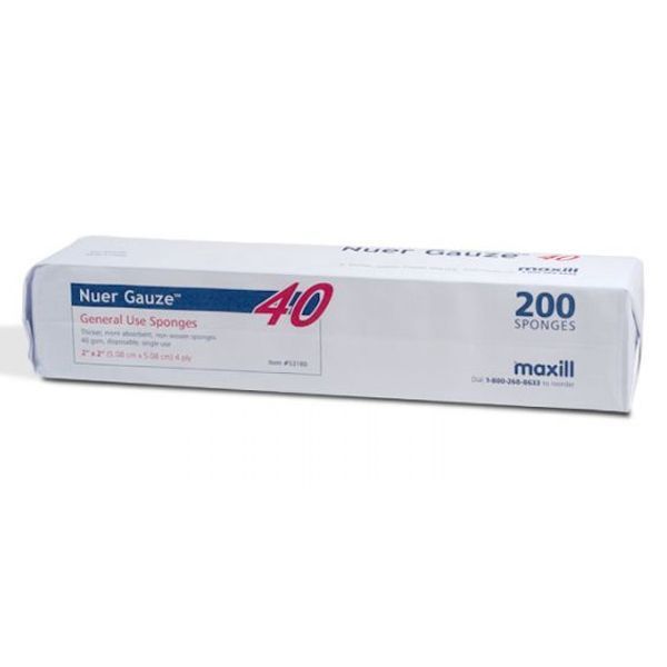 Nuer Gauze 2″ x 2″ Non-Sterile Sponge, 4-Ply, 1 Sleeve, 200/Box