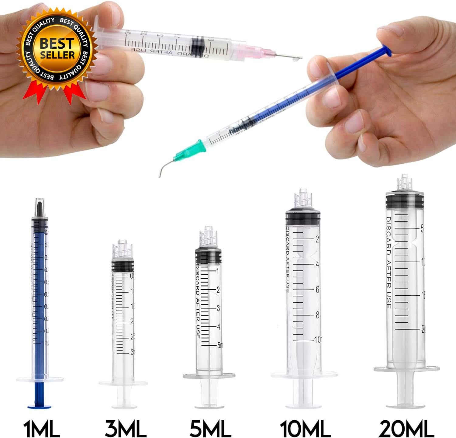 Glue Applicator Syringe with Blunt Tip and Cap for Liquid