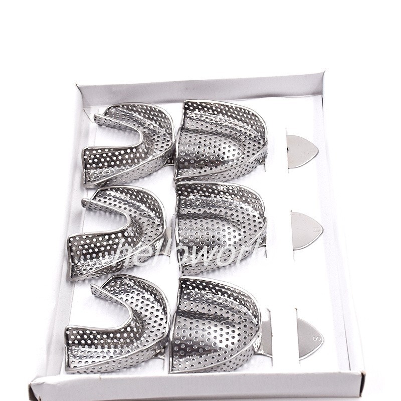 Dental Autoclavable Metal Impression Trays Stainless Steel Upper + Lower Choose