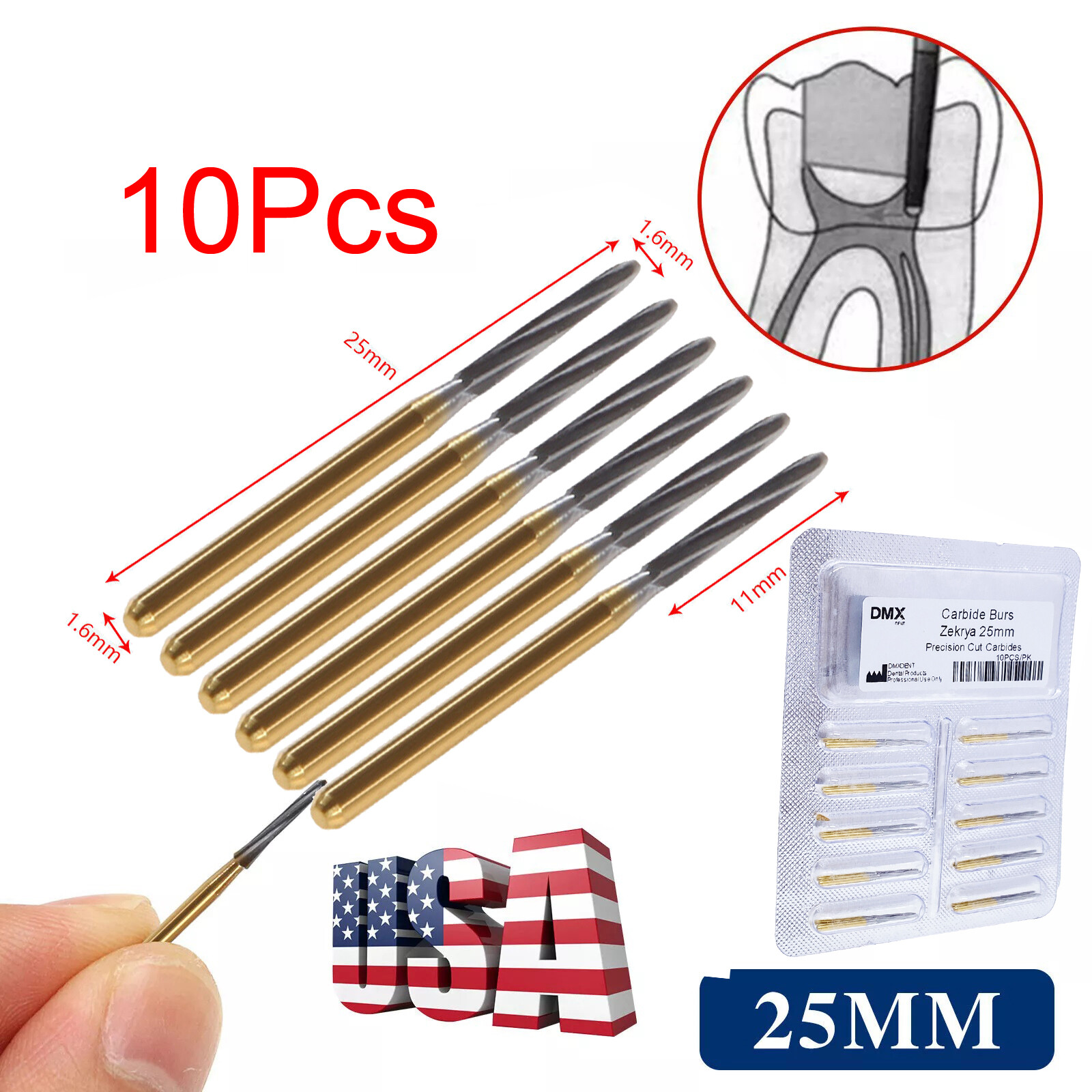 Dental Surgical Zekrya Carbide Tungsten Bone Cutters Finishing Burs FG Bur 25mm