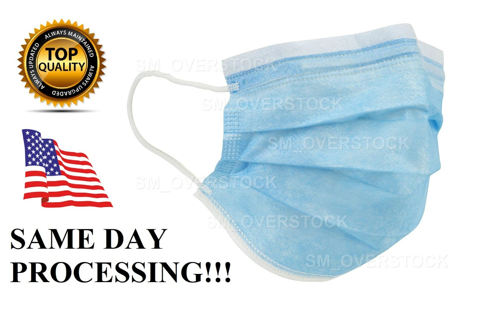 Face Mask & Nose Respirator Safe Protector Disposable 3-Ply Earloop Mouth Cover