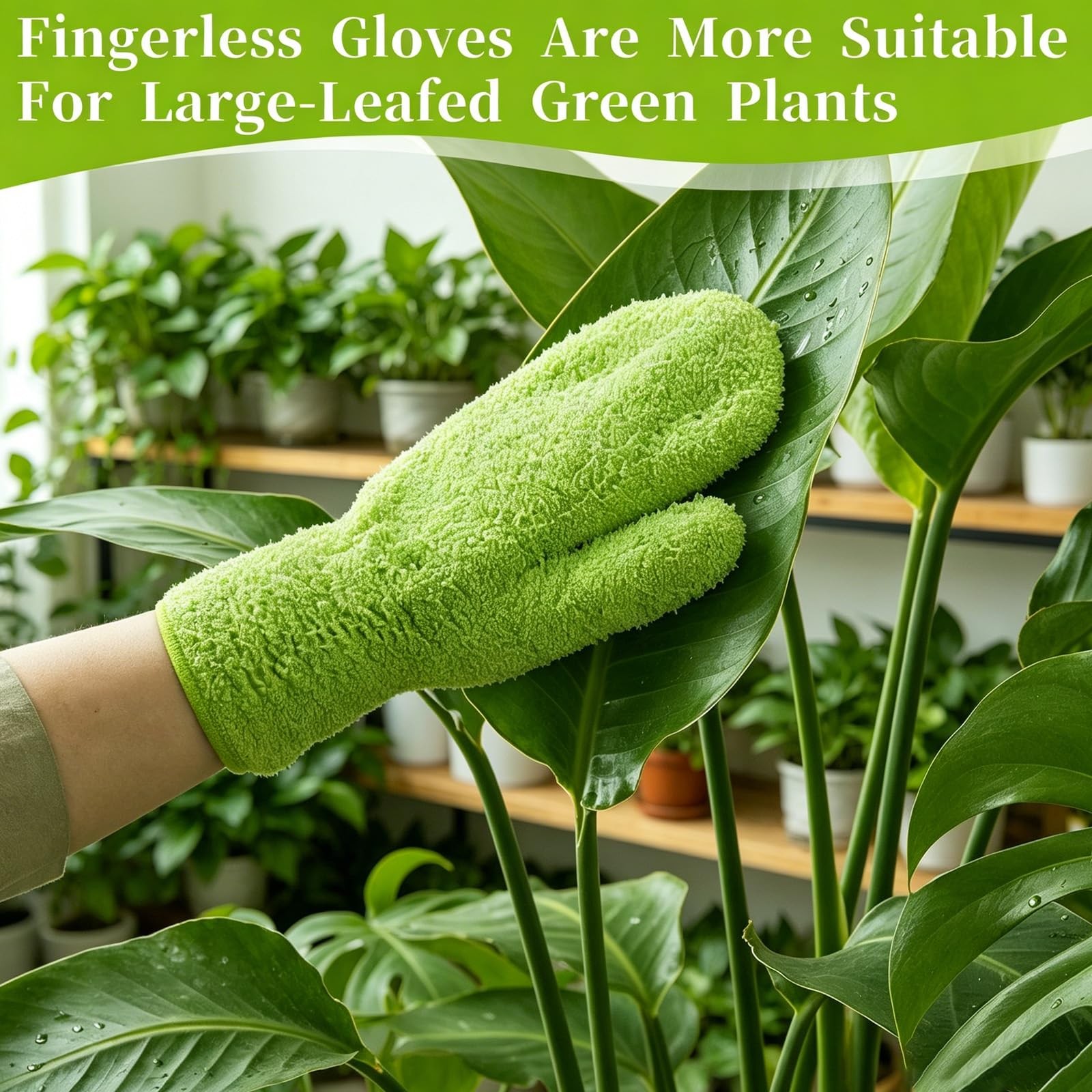Aeaocvo 2 Pcs Microfiber Gloves for Plants, Reusable Leaf Cleaning Gloves, Wa…