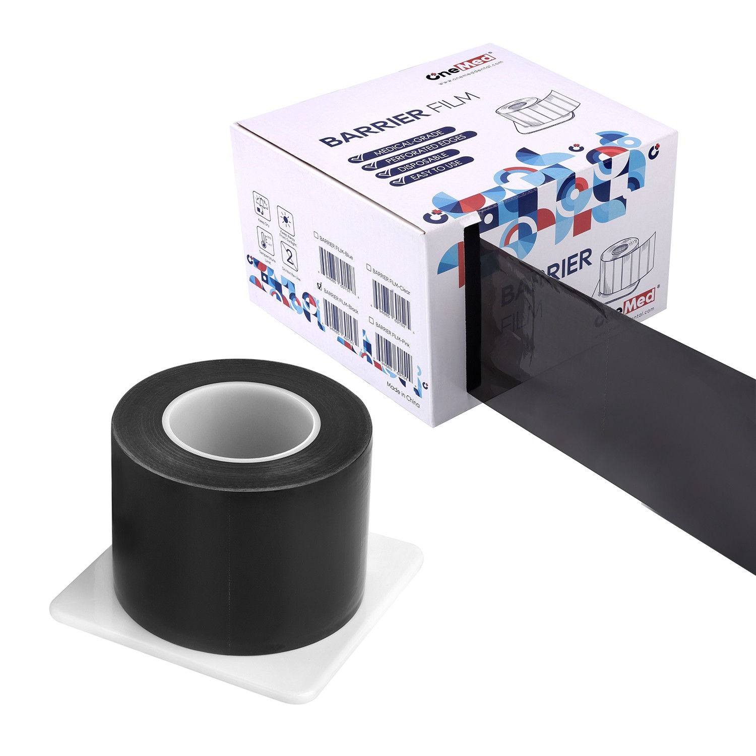 Dental Medical Black Barrier Film Roll Tape – 1200 Perforted Sheets 4″x6″
