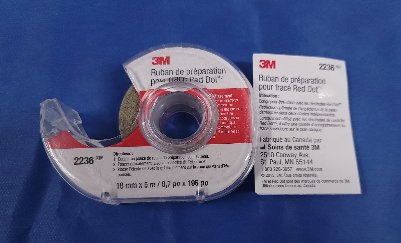 3M Red Dot Trace Prep 2236 Abrasive Tape Roll with Dispenser 18mm x 5m Lot Of 10