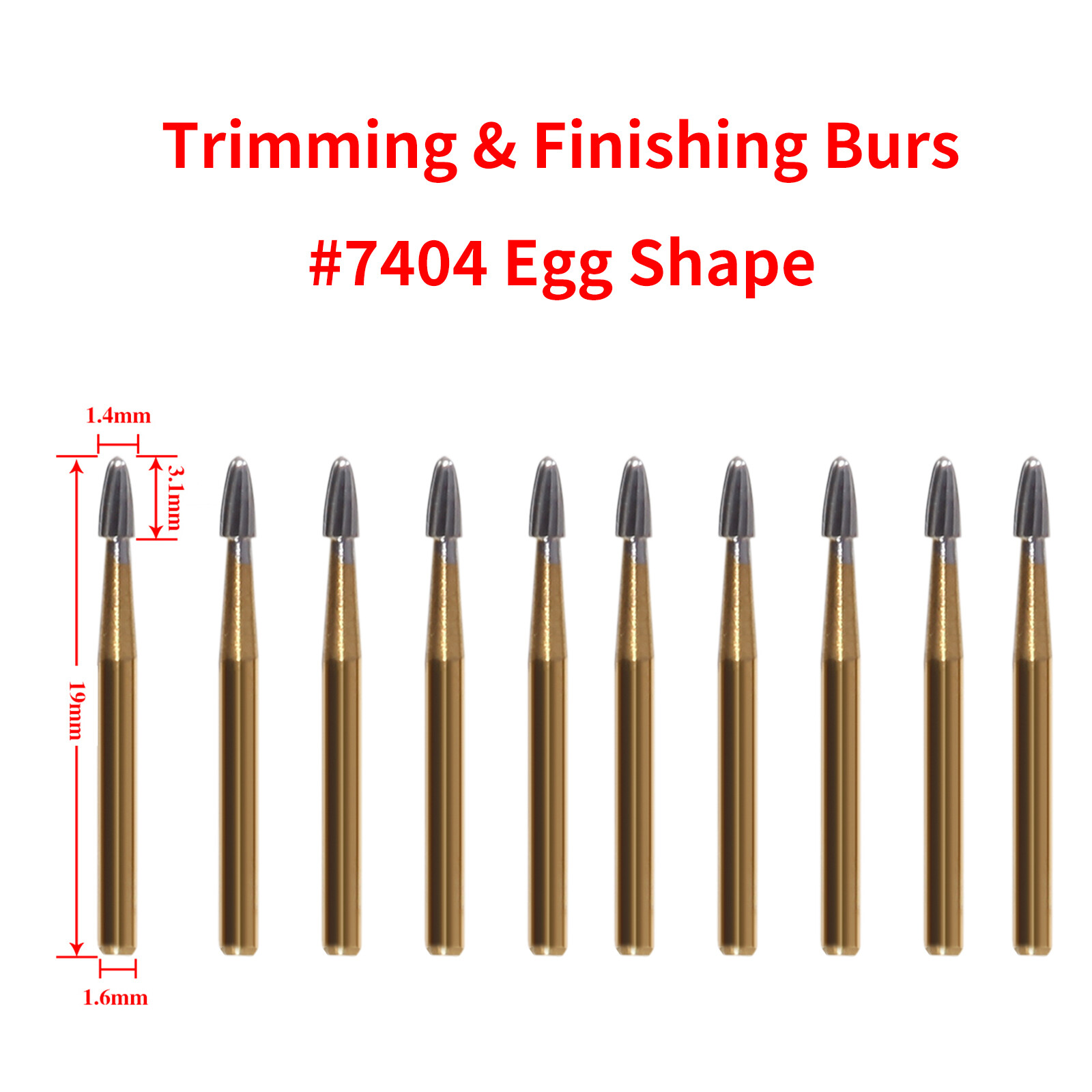 Dental Tungsten Carbide Bur Trimming & Finishing Egg Football FG7404/7406/7408