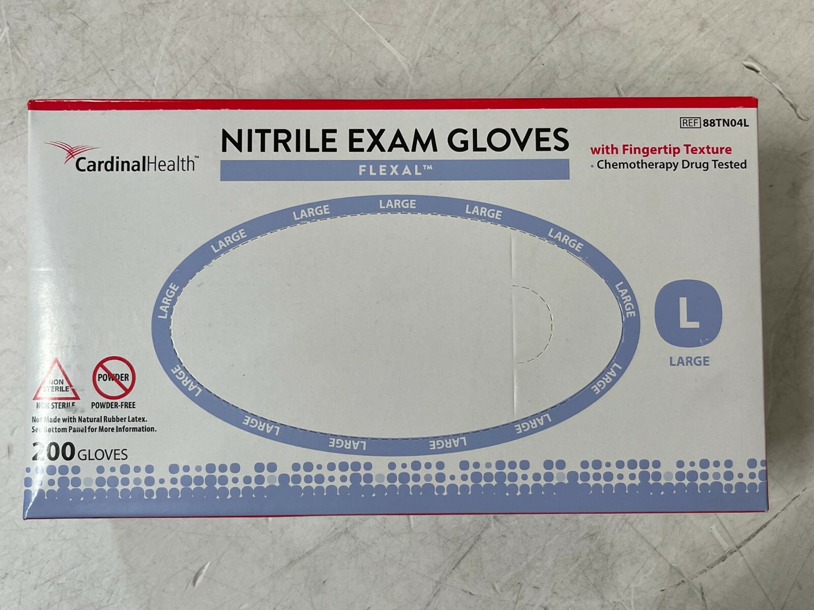 CASE OF 1800 Cardinal Health Flexal Nitrile Exam Gloves, Powder-Free Non Sterile