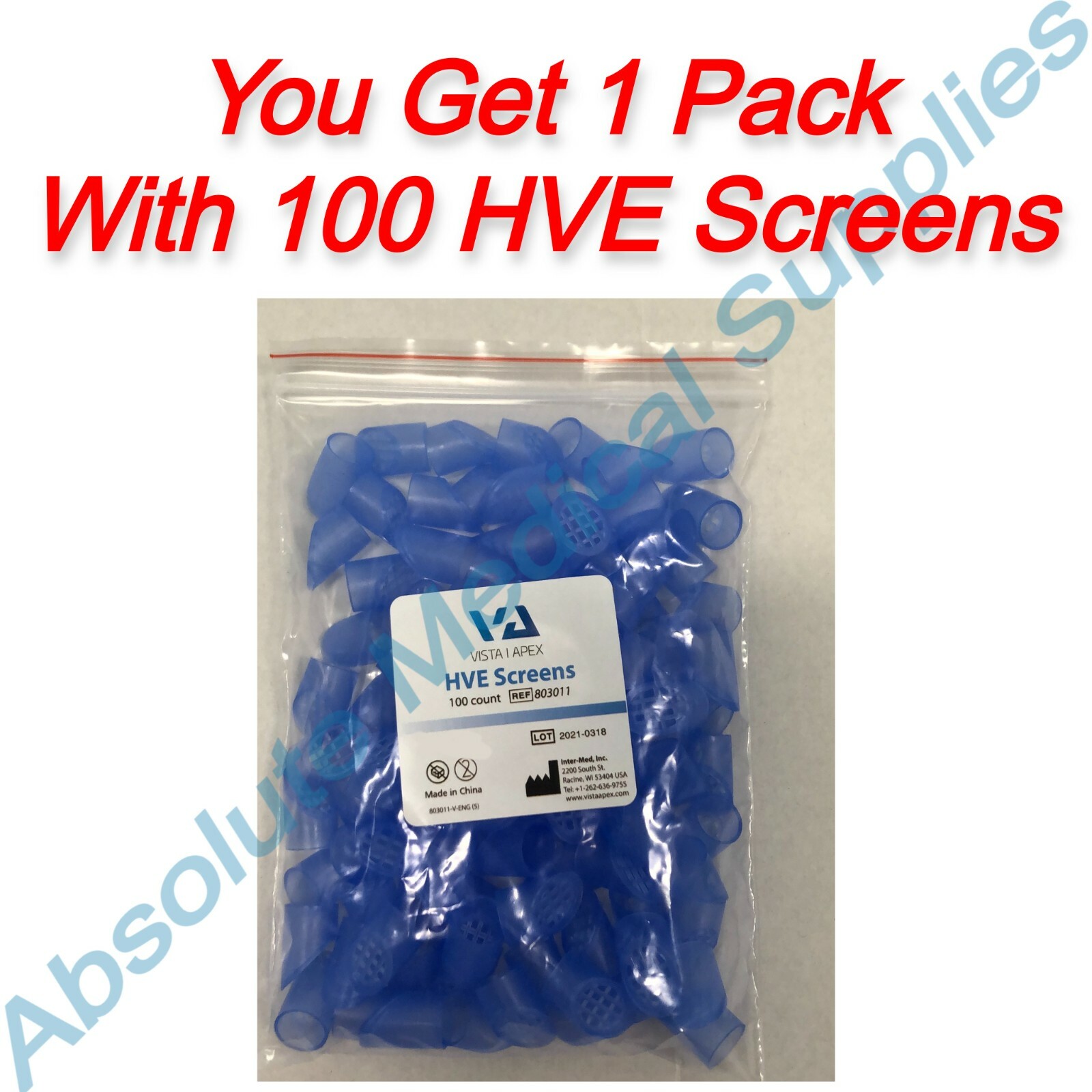 *100-Pack* Vista Apex Dental Products HVE Screens Disposable 803011