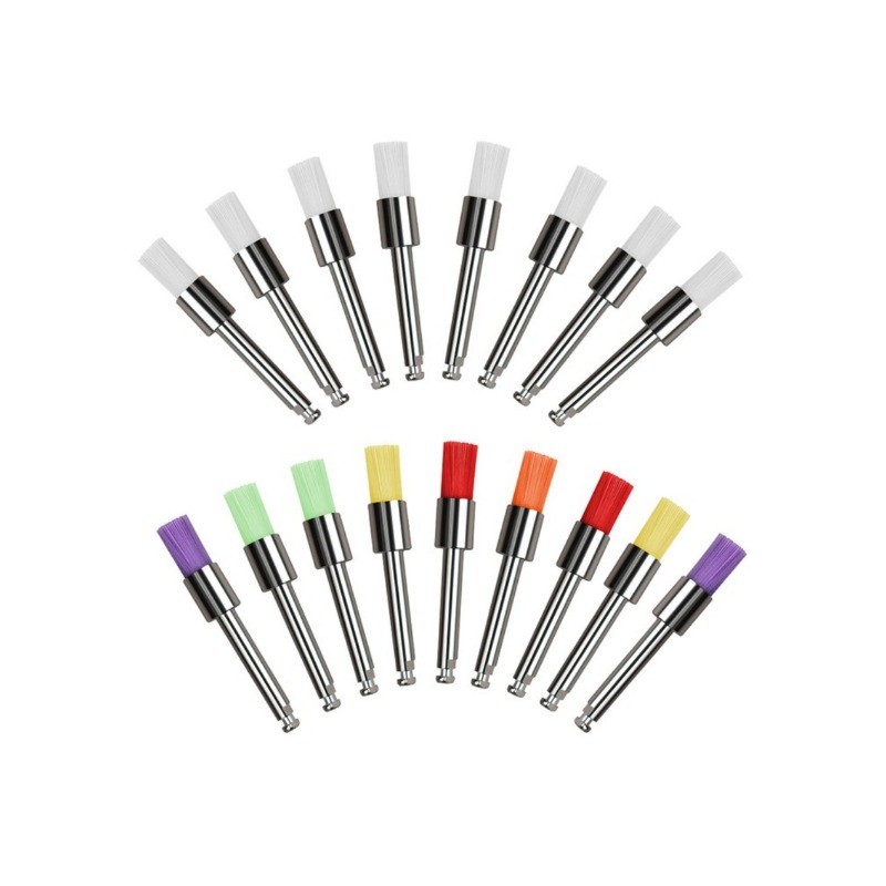100pcs Dental Nylon Prophylaxis Polishing Brushes Flat Type RA Latch White Color