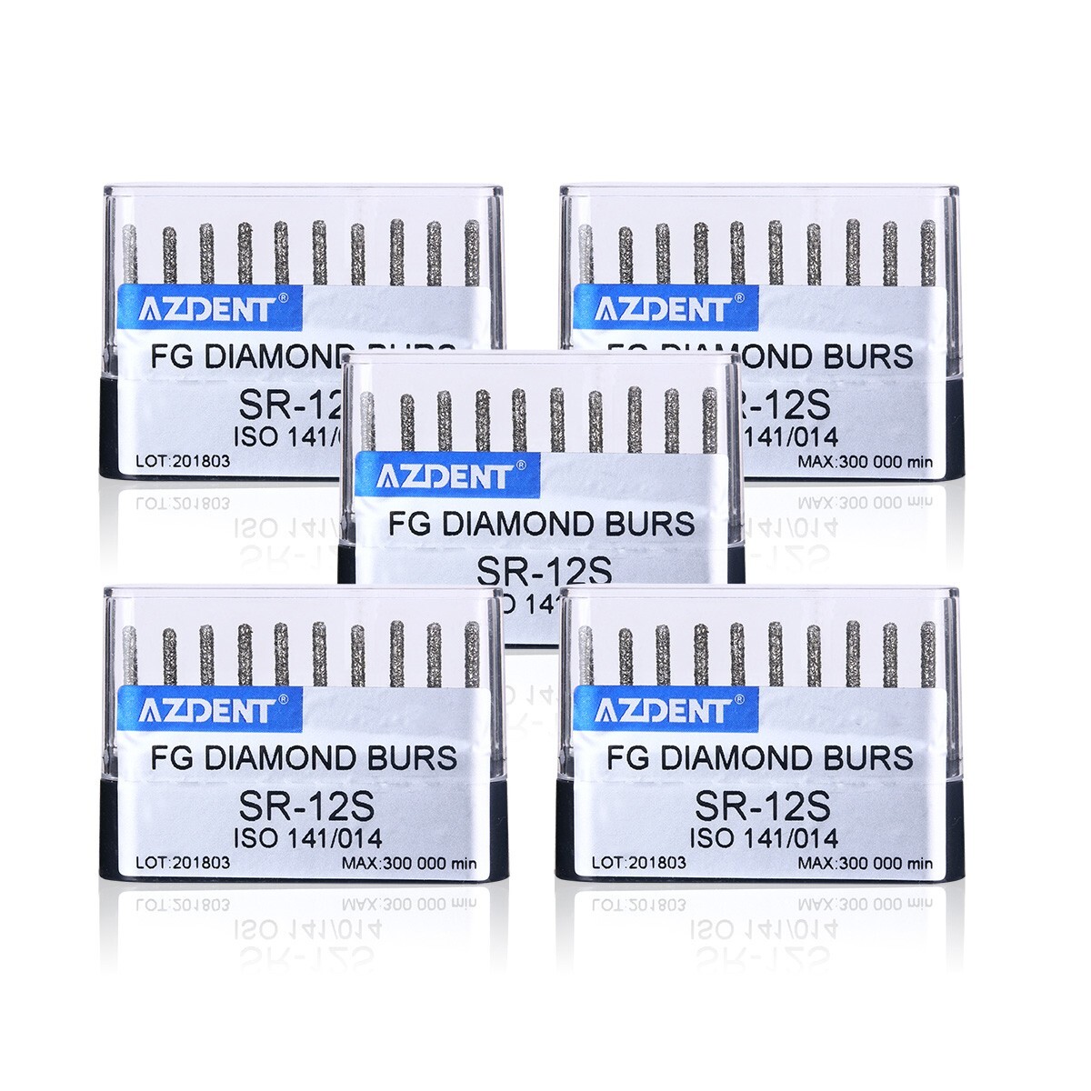 AZDENT Dental High Speed Diamond Burs Straight/Cylindrical Round Head SR-12S