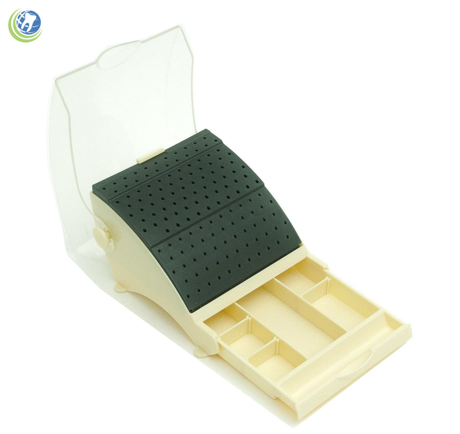 Dental Bur Block Holder Station with Pull out Drawer – Holds 142 Burs RA FG