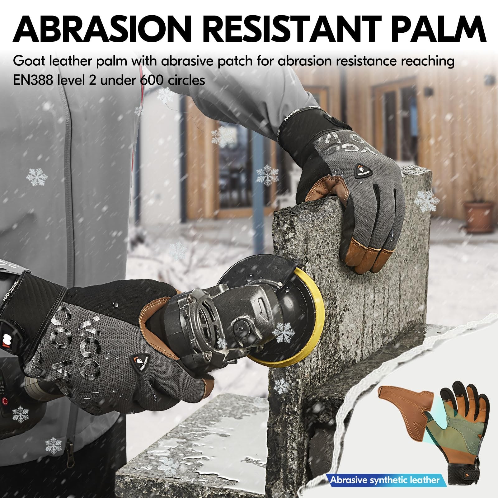 Vgo… 1 Pair Cold Weather Work Gloves Men Goat Leather Gardening Gloveslight