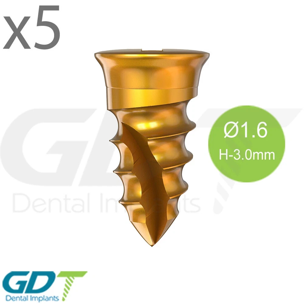 x5 Self Drilling GBR Bon Screw Ø1.6mm, 3.0mm Membrane Fixation Dental Fixture