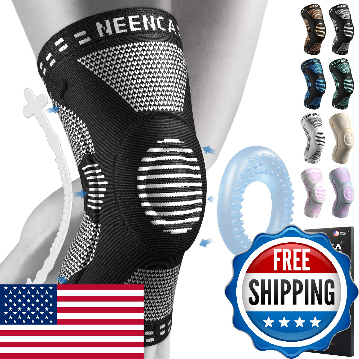 Neenca Professional Knee Brace For Pain Relief Medical Knee Support Patella Pad