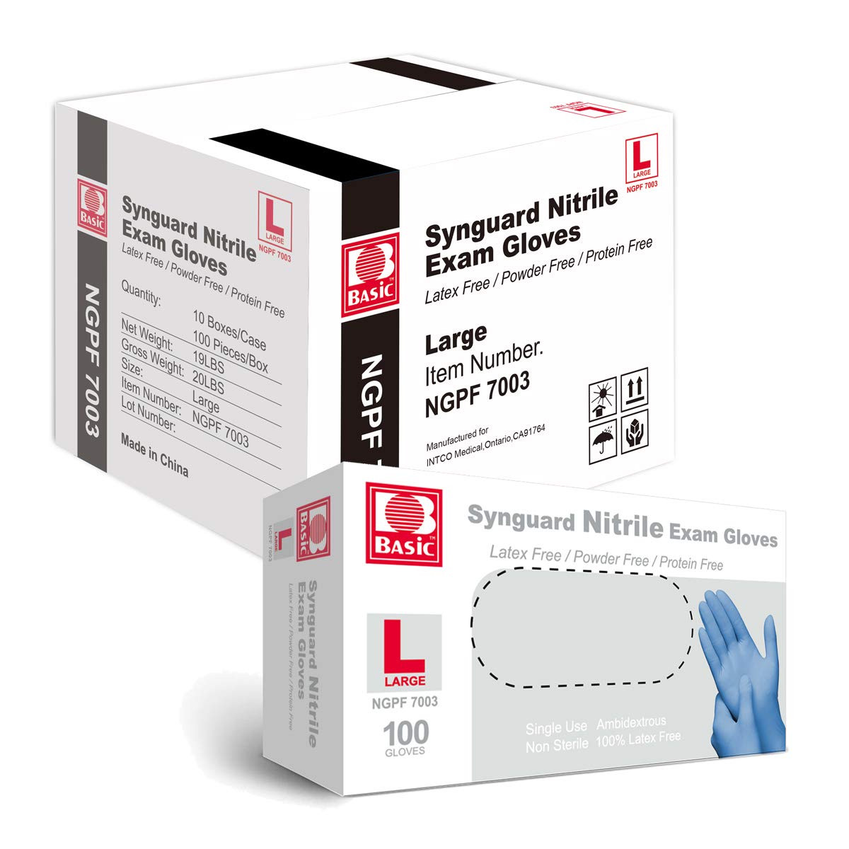 Basic Medical Blue Nitrile Exam Gloves – Latex-Free & Powder-Free – NGPF 7003 (C