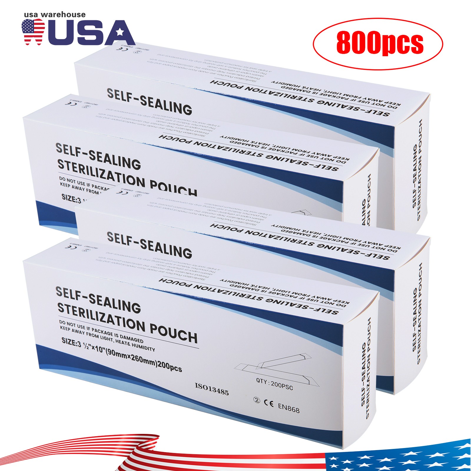 3.5″ X 10″ Self Sterilization Pouches Autoclave Pouch, Sterilizer Bags Dental US