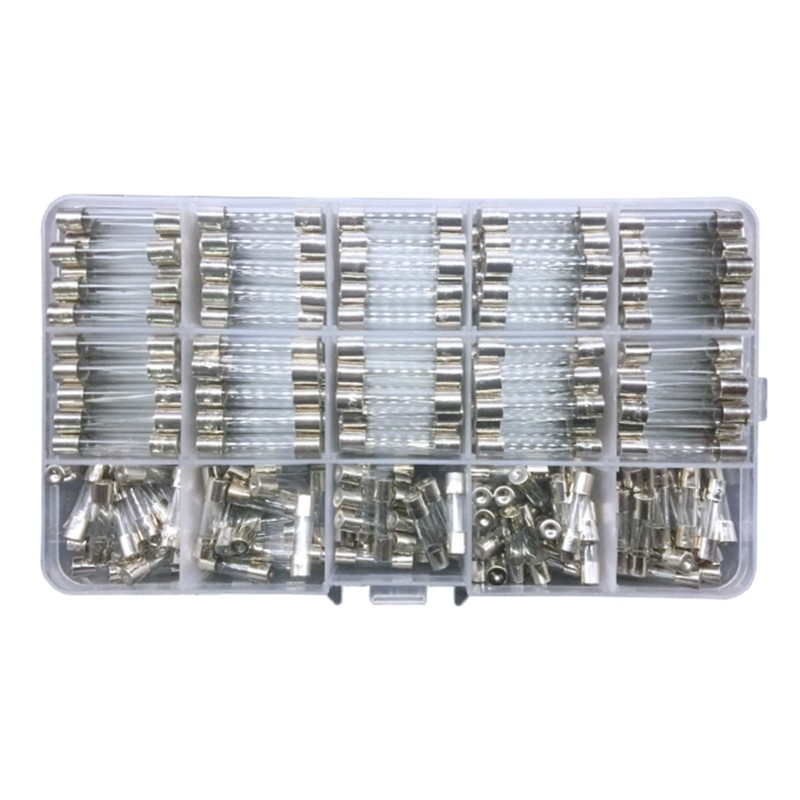 Set of 250pcs Glass Tubes 15 Size Fuses Glass Tube Fuses for Circuit Security