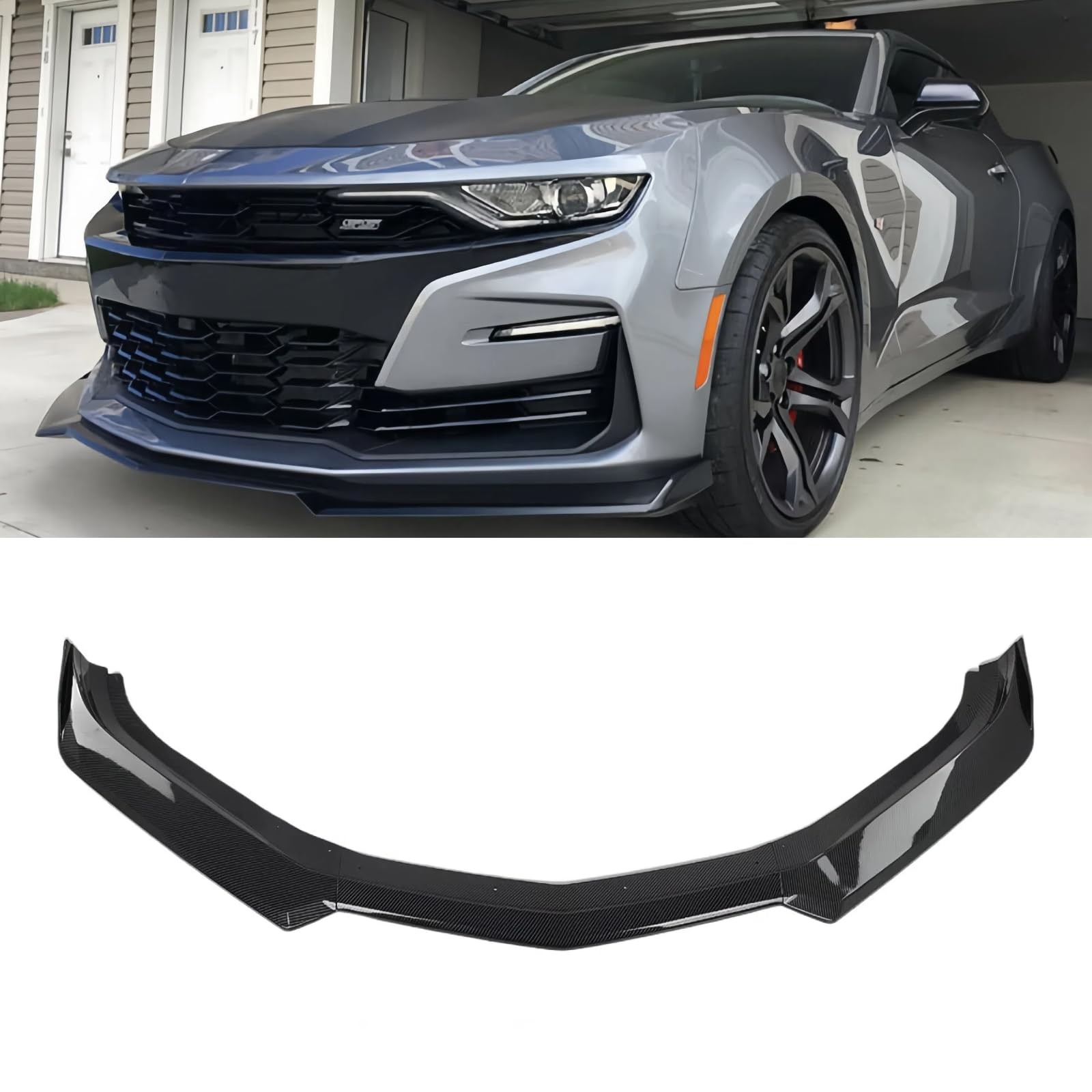 Camaro SS 16-24 LS LT RS 19-24 5Pcs Front Bumper Lip Splitter ABS Carbon Fiber