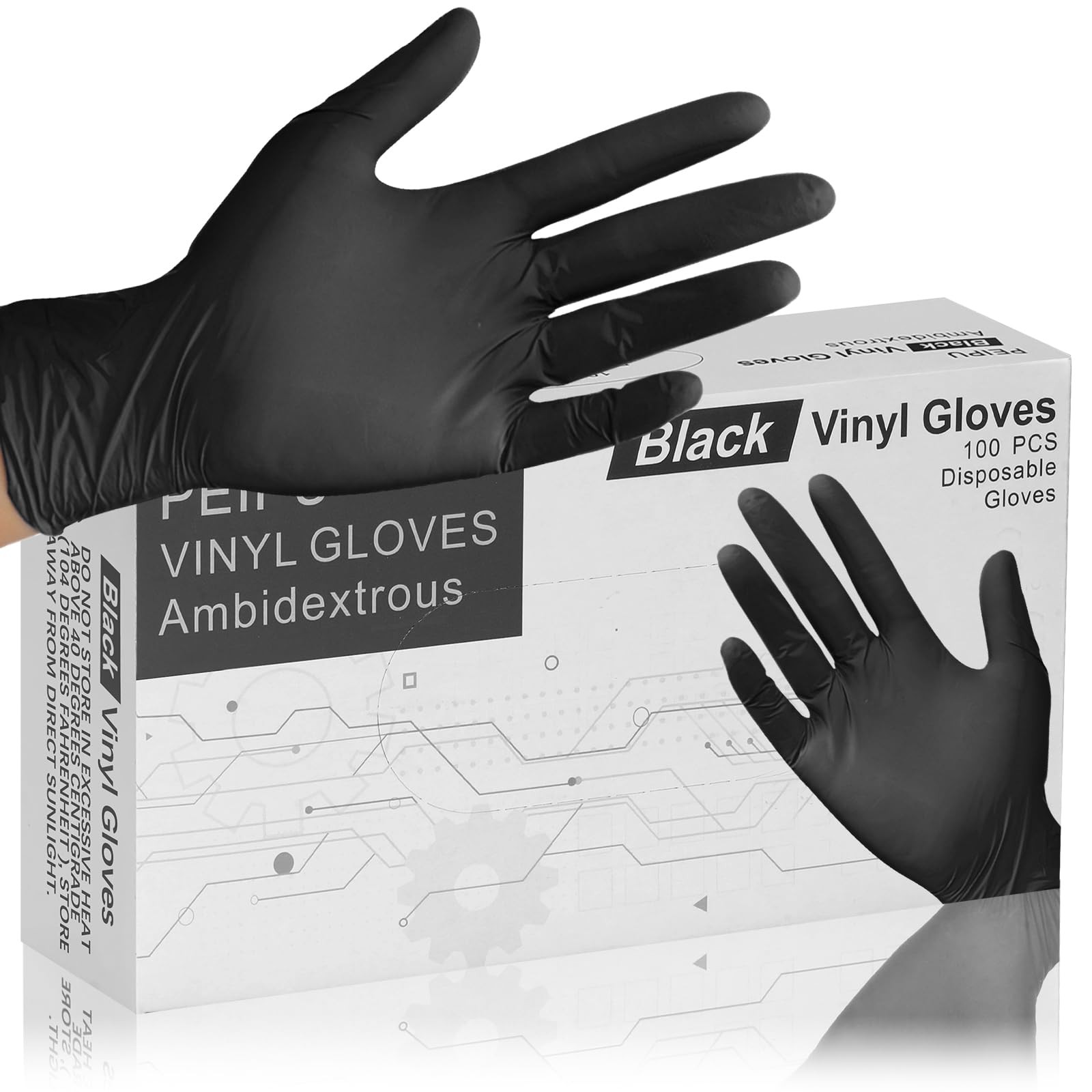 Vinyl Disposable Gloves, Medium, 100 Pack, Powder Free, Latex Free