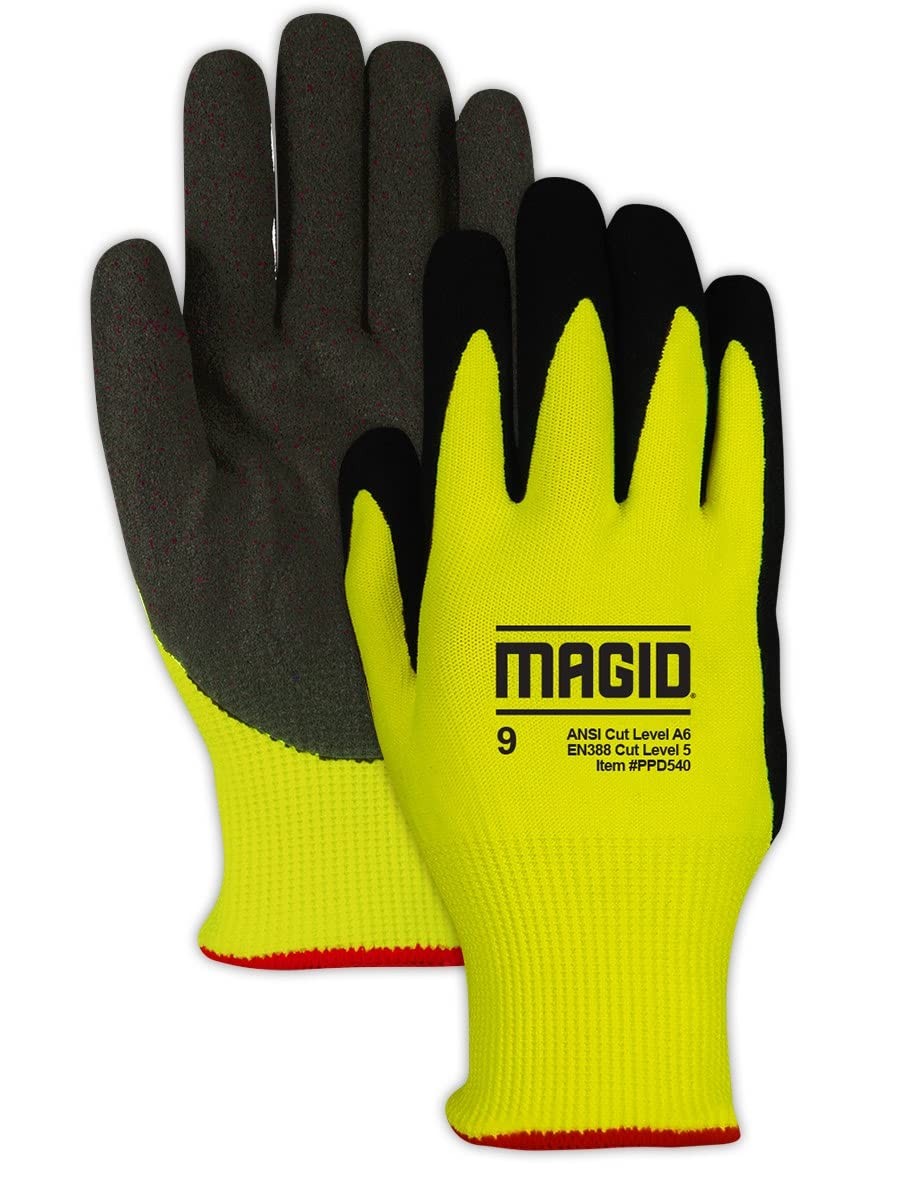 Magid Padded Palm Level A6 Cut Resistant Work Gloves 1 Pr Enhanced Liquid Grip