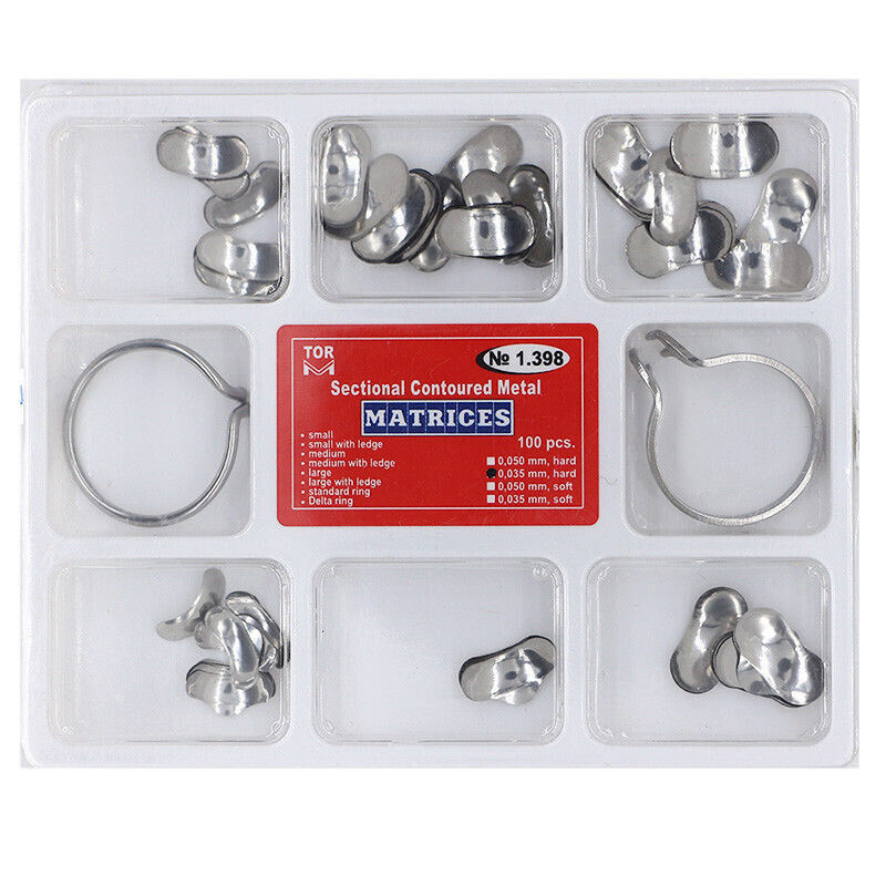 Dental Contoured Matrices Matrix Full Matrix Kit 35μm Hard No.1.398 + 2 Rings