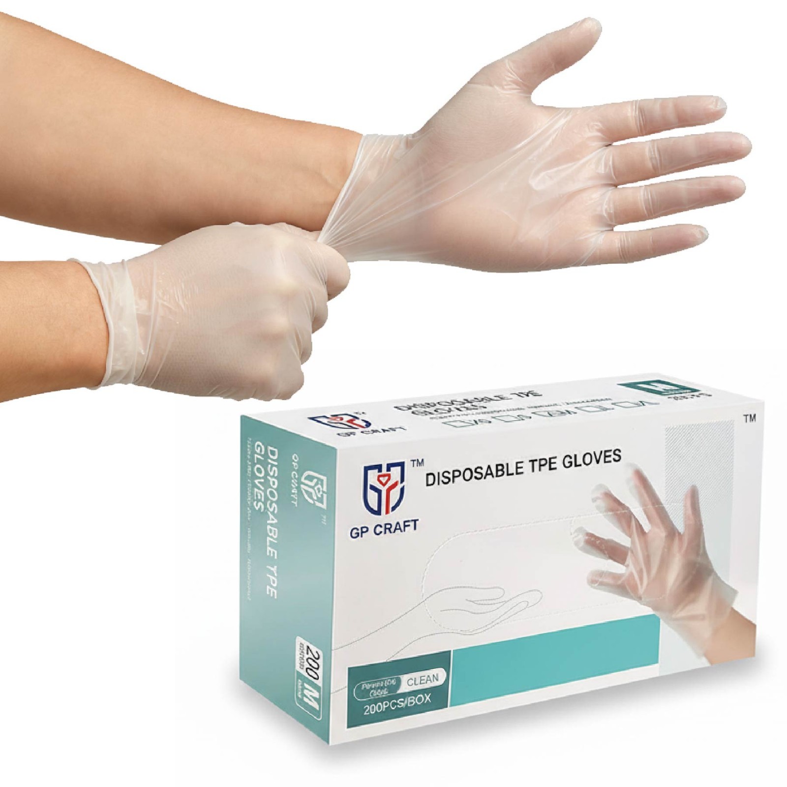 200 Pcs TPE Disposable Gloves Stretchy Food Prep Handling BPA Latex Free Size L