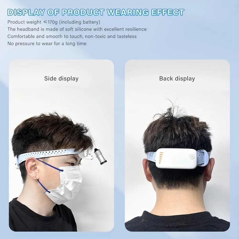 Dental Cordless 5W LED Lightweight Silicone Headlamp Wireless Light Filter Blue