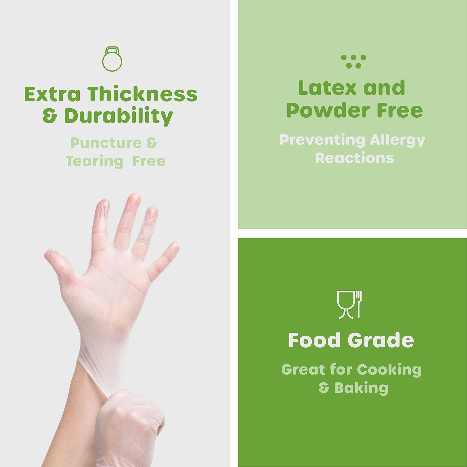 Comfy Package Disposable Vinyl Gloves – Clear, Latex-Free, Powder-Free, BPA-…