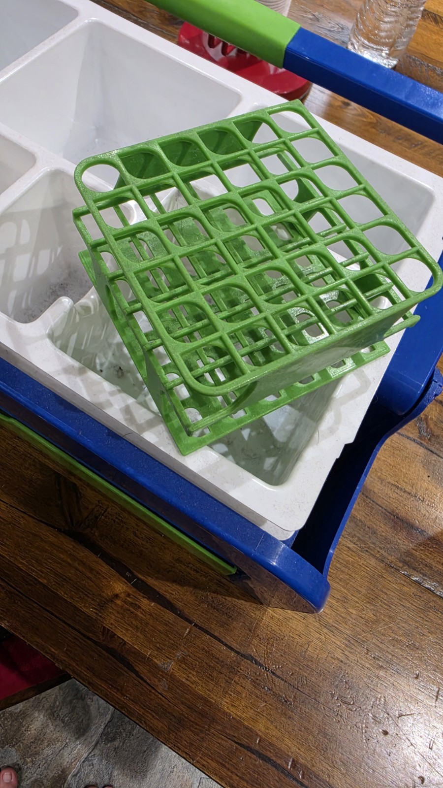 Phlebotomy Tray With Dividers And Tube Holder Rack, Blue/White/Green. Never Used