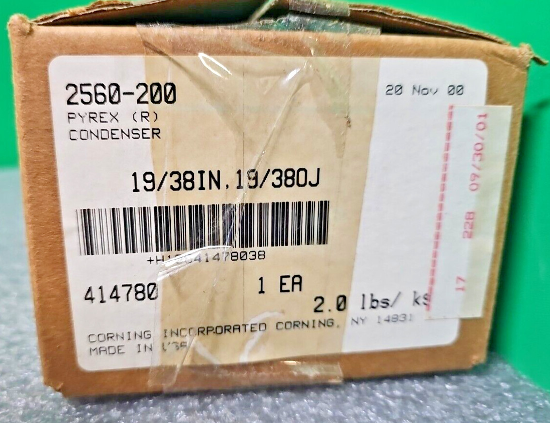PYREX 200 mm Graham Condenser |Top+Bottom 19/38 Standard Taper Joints 2560-200