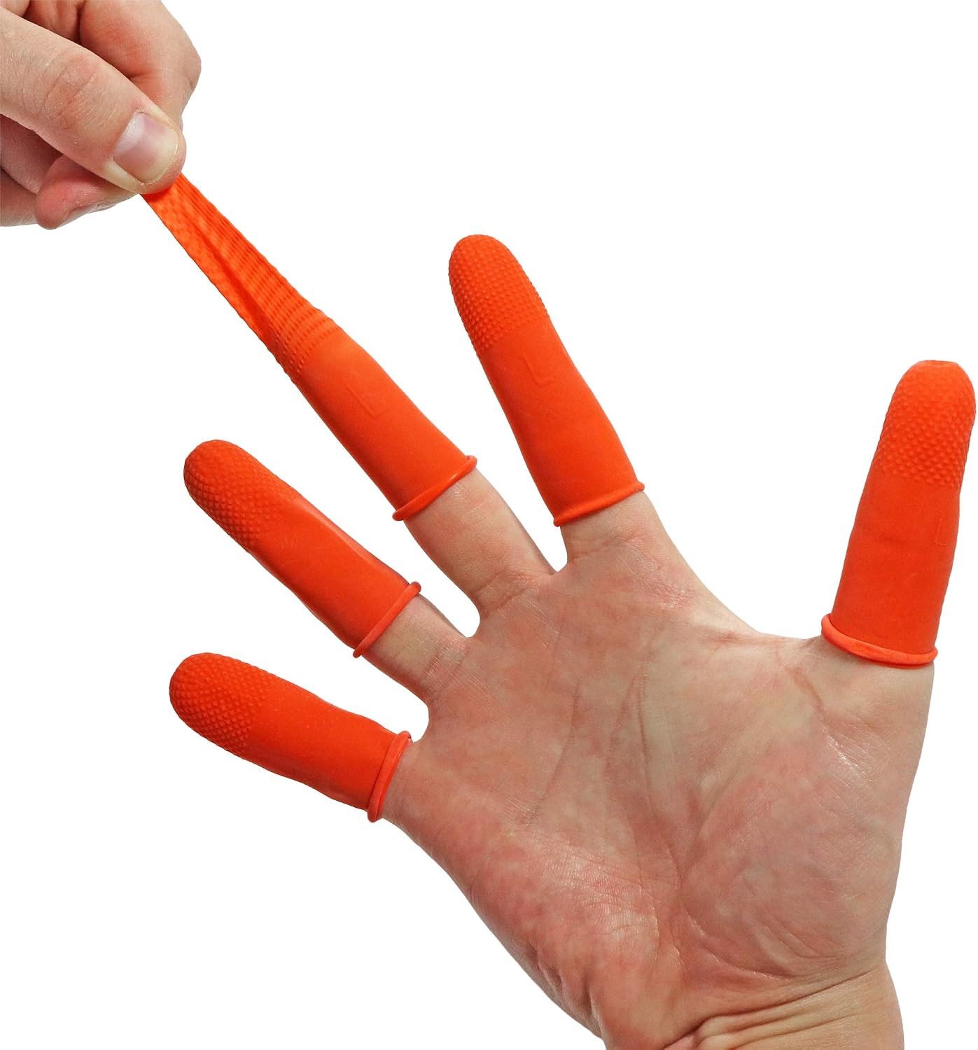 Disposable Latex Finger Cots 100Pcs Orange Anti-Slip