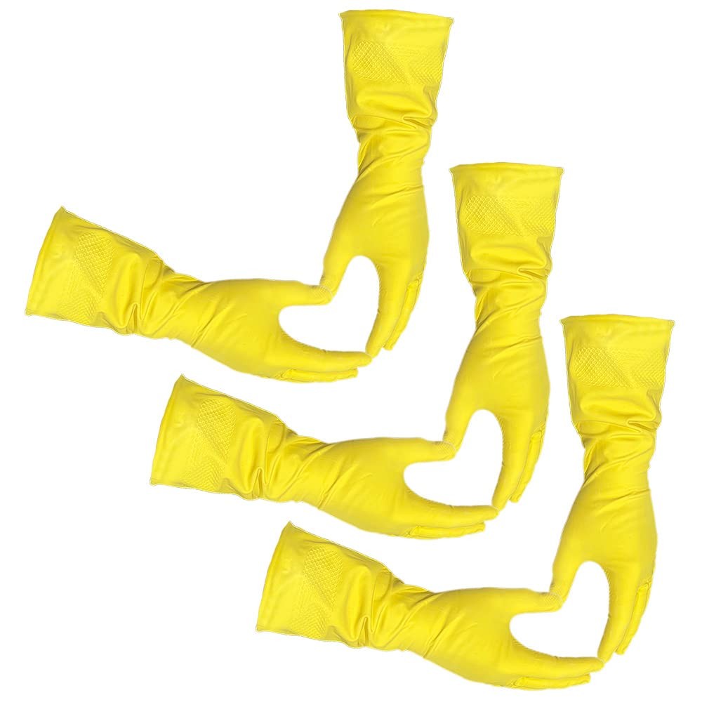 Size Large Yellow Household Kitchen Cleaning Dishwashing Reuseable Gloves