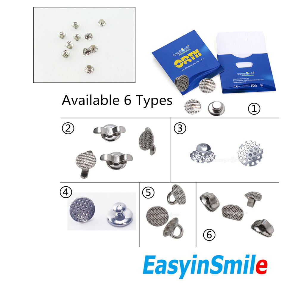 3Set Dental Orthodontic Lingual Buttons Bondable MIM Round Mesh Base Easyinsmile