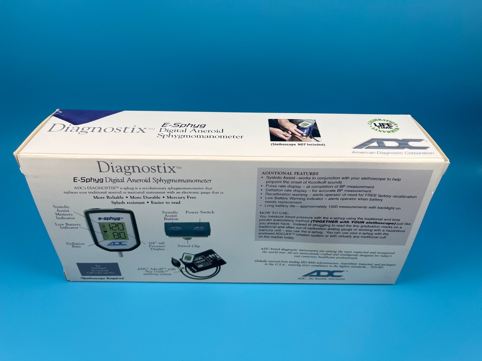ADC 7002-11ARB e-sphyg Digital Pocket Aneroid Sphygmomanometer Adult Royal Blue
