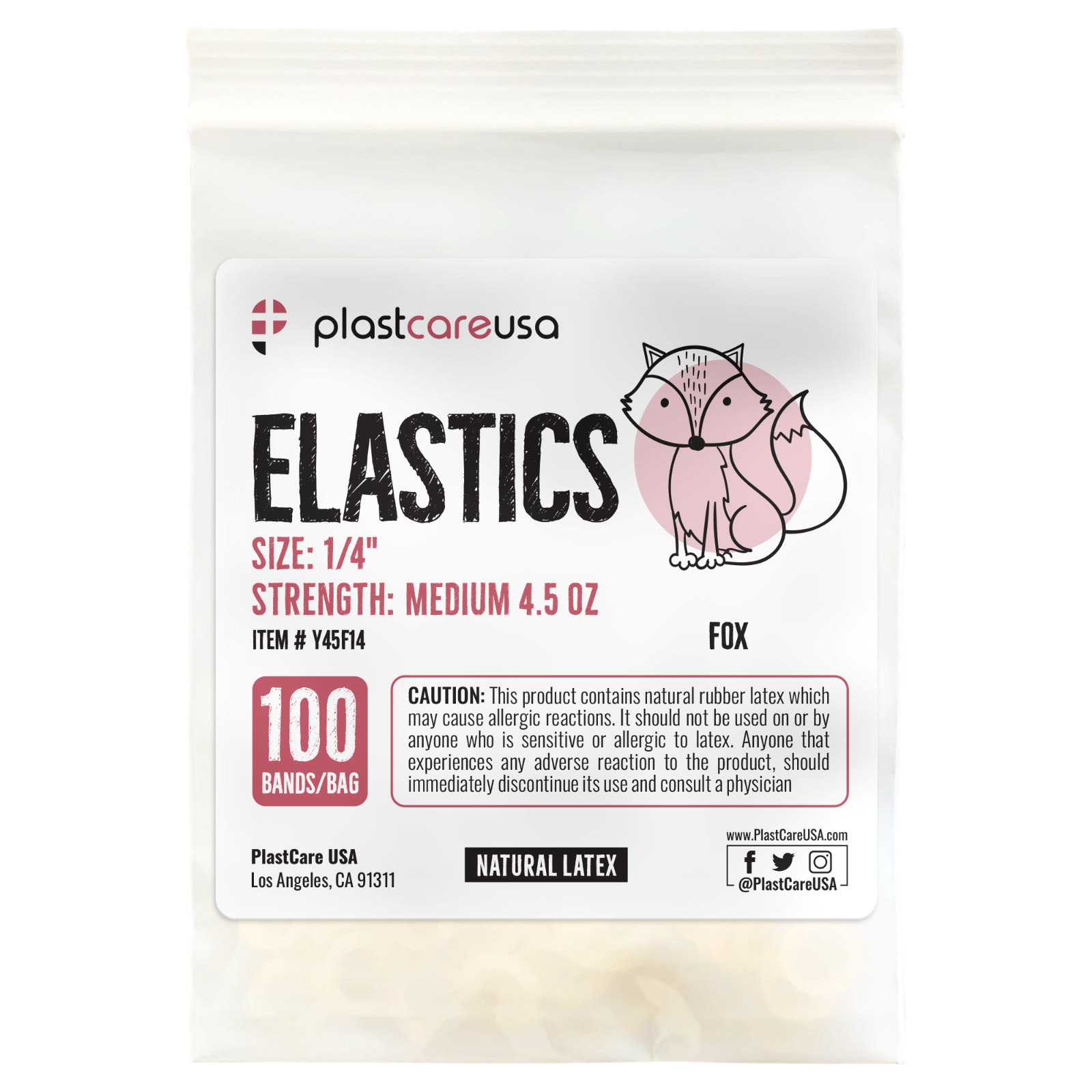 2000 Medium 4.5 Oz 1/4″ Fox Orthodontic Latex Elastic Rubber Bands Braces
