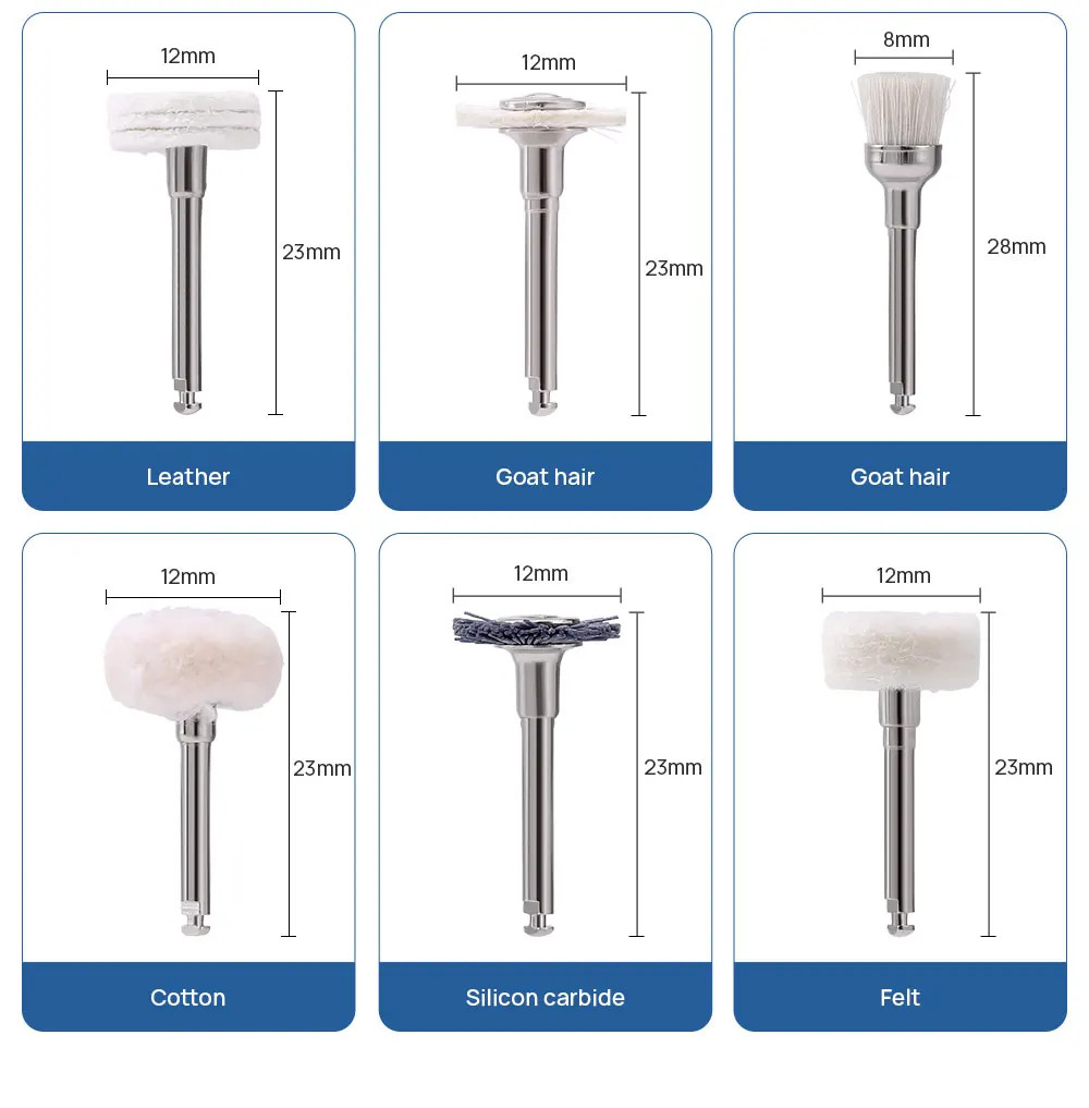 12 Pcs/Kit Dental Lab Composite Diamond Burs RA Contra Brush Composite Polishing