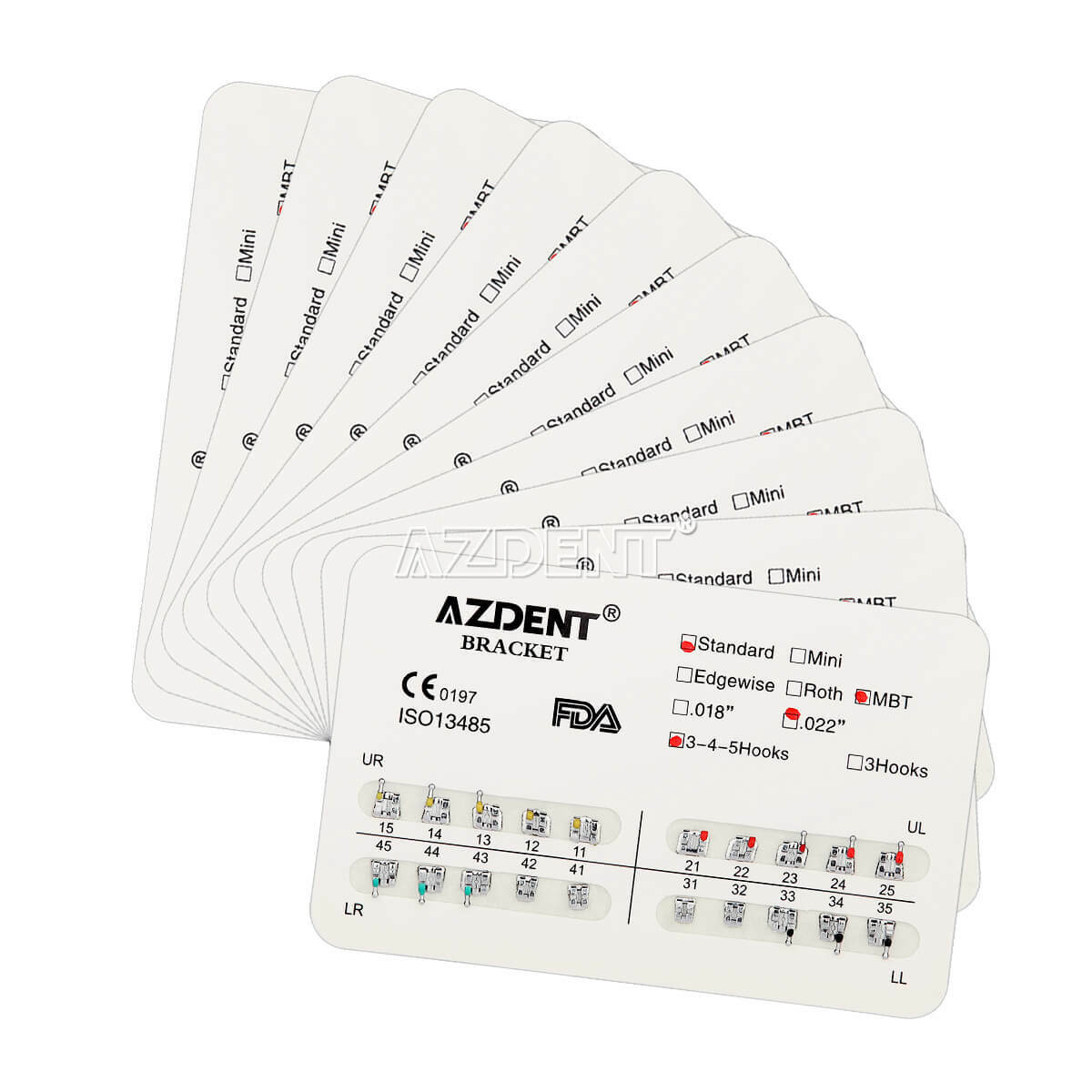 Dental Orthodontic Metal Bracket Braces MBT Slot.022 Hooks 345 AZDENT